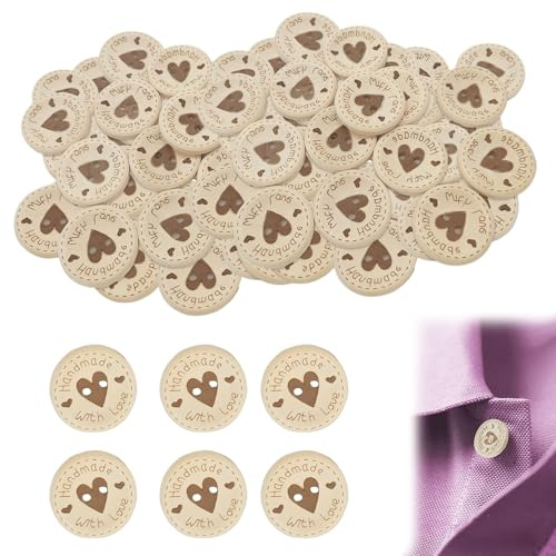 Wooden Buttons 25mm 25mm Handmade Round Buttons for Sewing 50PCS