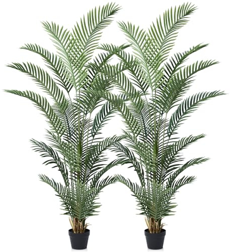 VeriNatural Artificial Plants Indoor Large Tree - 180cm UV-Resistant Tall Faux Areca Tropical Palm in Pot - Fake Plastic Plants Perfect for Outdoor Home Office Balcony Garden Decor (2Pack), VN125