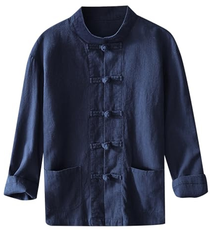POIUIYQA Lâche Tai Chi Uniformes Hommes Chinoise Traditionnelle Kung Fu Vêtements Coton Linge de linge Chun Vêtements Travaux à Manches longues Hanfu Jacket Chemises Costume