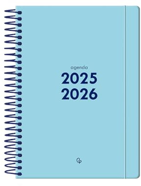 Liderpapel skoldagbok 25–26 blå grundläggande spiral 2 dagar sida a5 tvåspråkigt papper fsc 70 gr.