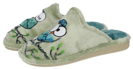 GARZON P496.275 Zapatillas casa Mujer Color Musgo Oliva con diseño de búhos y Suela microporosa Mujer Zapatillas CASA Musgo 37