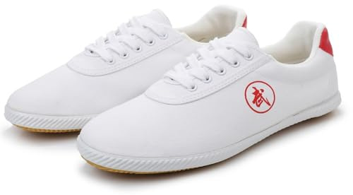 KANLVU Tai Chi-Skor För Män Andningsbara Kung Fu Skor Kvinnor Skola Canvas-Skor För Kampsport Träning, Dans Och Sport(Rend,35 EU)