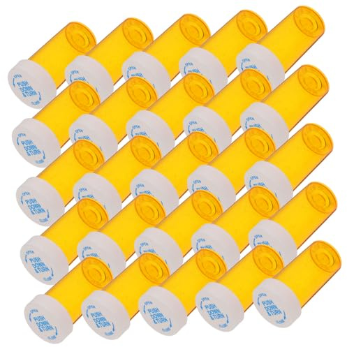 LRXIYODE 25 pezzi Bottiglie Vuote per Medicinali in Plastica PP Alimentare con Tappo di Sicurezza Contenitori Compatti e Sigillati come Porta Farmaci da Viaggio Resistenti Umidità e Luce