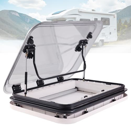 Sunroof pour RV,Évent de Toit pour Caravane RV,Grande Fenêtre de Toit pour Caravane avec Éclairage LED,Hublot de Toit Universel pour Camping-Car,pour Caravane,Remorque,Voiture Aménagée,800*500mm