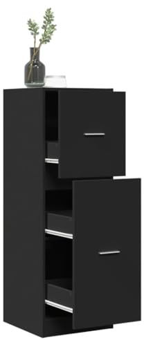 Mokuyary Armario farmacéutico negro 40 x 41 x 118 cm de madera para medicamentos