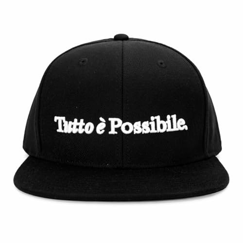 GEOLIER Official Cappello “Tutto È Possibile” Nero – Ricamo Frontale, Visiera Piatta, Regolabile, Unisex Streetwear