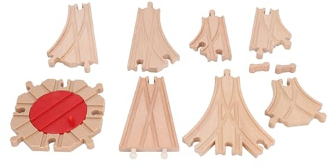 Alomejor Ensemble de Voies Ferrées en Bois, Jouets de Construction éducatifs DIY pour Les Tout-Petits et Les Enfants, avec Différentes Formes de Voies et Accessoires pour Un Jeu Créatif (Paquet C)
