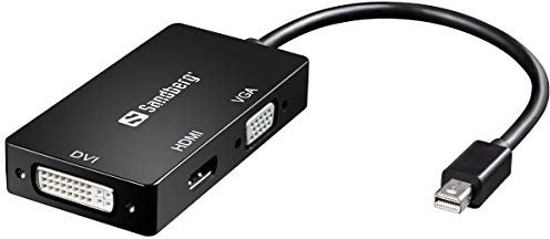Sandberg Mini DP HDMI+DVI+VGA - Adaptador de Cable, Color Negro