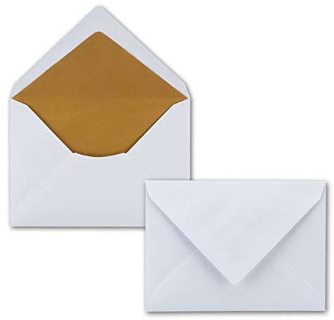 150 Kuverts in Weiß-Gold - Brief-Umschläge in DIN C5 Format mit matter Oberfläche & hochwertiger Fütterung - formstabile Post-Umschläge für Weihnachten & festliche Anlässe - ohne Fenster
