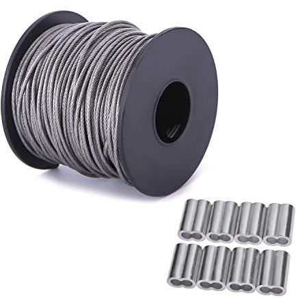Ubilink 167FT(50M) Picture Hanging Wire 1.5MM Up to 150lbs Stainless Steel Wire with Spool for Picture Frame Mirror Painting Hanging Objects with 20Pcs Aluminum Sleeve