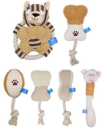 Animets Squeaky Hundespielzeug, Satz von 6 Welpen Zahnen Kauspielzeug, robuste Hund Zahnen Spielzeug, Hund Kauspielzeug, niedliche Welpen Spielzeug für Zahnen, ungiftig und sicher