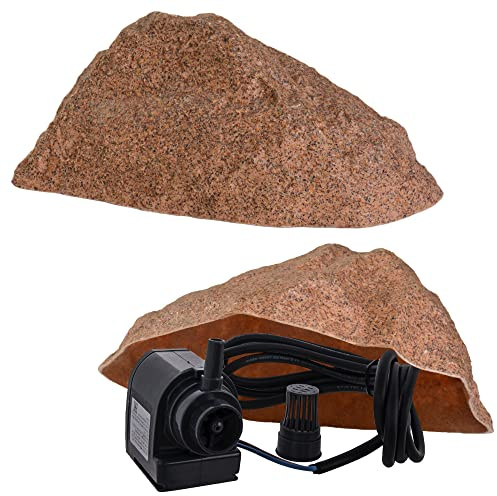 Roccia Artificiale S-01 Ø 39 cm Rosso – Pietra Cava Copertura Pompa Giardino, Pozzetto, Rubinetto, Presa Esterna – 45 × 60 × 23 cm, Fibra di Vetro, 5 kg, resistente al gelo