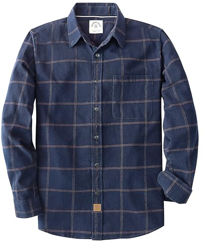 Dubinik® 6 oz Camisa Franela Hombre Casual Botones Algodón Camisas Manga Larga Cuadros con Bolsillos Trabajo