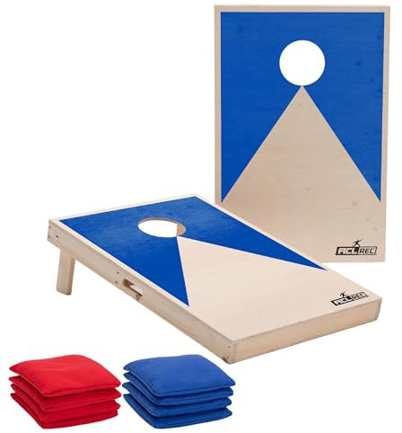 Cornhole Offiziell 90x60 - Blau - UV-Druck direkt auf Holz (100%) - 2 Bretter + 8 Säcke - ACL-Qualität