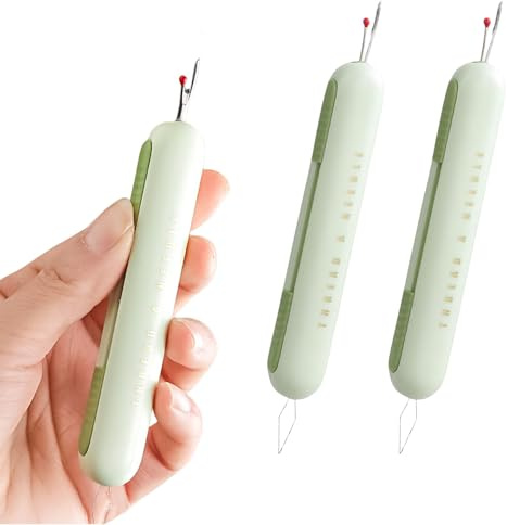 Yamobi Separador de costuras 2 en 1, ayuda para enhebrar agujas de coser, enhebrador de agujas, agujas de bordado con punta, herramienta de costura para coser a mano