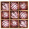 9Pcs Christmas Ball Ornaments Set, Clear Glitter Hanging Decorations, Shatterproof Baubles for Christmas Home Decoration (Pink, One Size)
