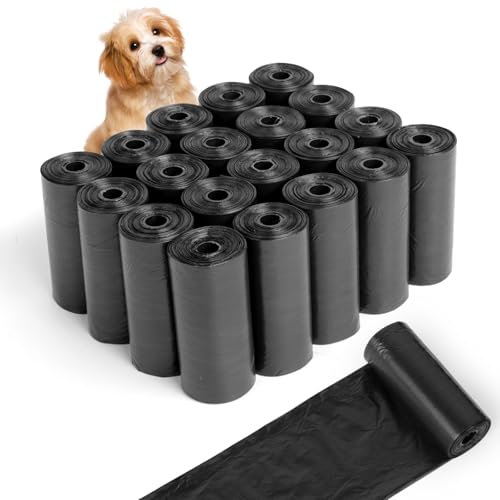 Romon Hundekotbeutel, 300 Stück Kotbeutel für Hunde Hundekotbeutel Biologisch Abbaubar Hundebeutel Kot Dog Poop Bags, Hundetüten Nachfüllpackung 22 x 30 cm, Schwarz(20 Rollen, 15 Stück pro Rolle)