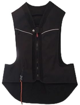Chaleco con airbag ajustable for motocicleta Negro, verde, con bandas reflectantes, unisex, ligero, alta movilidad(Black,Large)