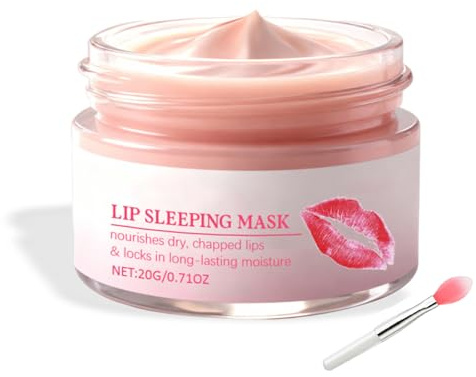 Lip Sleeping Mask with PDRN & Hyaluronic Acid - Intensive Overnight Lip Repair Mask - Hydrating Li-p Balm for Dry, Cracked Li-ps - Long-lasting Li-p Moisturiser - Smooth & Plump Looking Li-ps