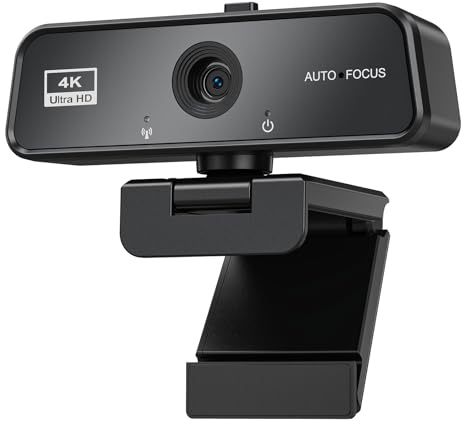 veorkide Webcam PC con Microfono UHD 4K - Web Camera PC USB Autofocus 30 FPS Videocamera Plug-and-Play per Streaming Professionale Laptop Desktop Skype Zoom Teams MacOS Windows Linux