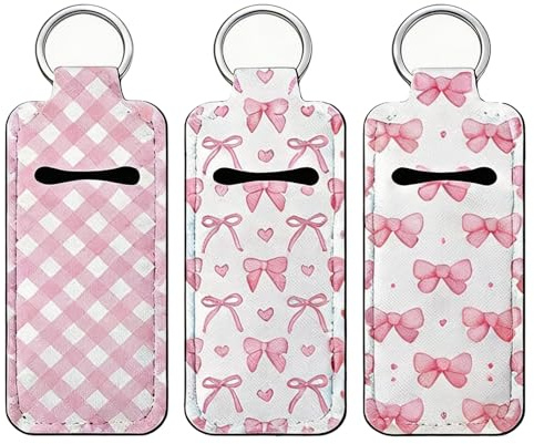 SHINLINKDA Cute Chapstick Holder Keychain for Women & Girls - Lip Balm & Lip Gloss Sleeve Pouch with Clip - Portable Purse & Backpack Accessory