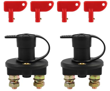 2 Interruttori di isolamento della batteria 12 V 24 V per barca,auto,camion,con contatti in rame, stagno e anti-corrosione, include 4 chiavi e 2 protezioni contro la pioggia, durata Dp-2
