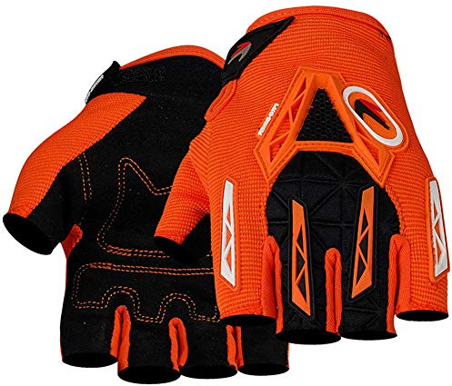 Cycling Gloves, Half-finger Outdoor Sports Gel Padded Luxury Gloves, for Motorcycle Cycling Climbing Hiking Sports Gear Gloves (Orange,L)