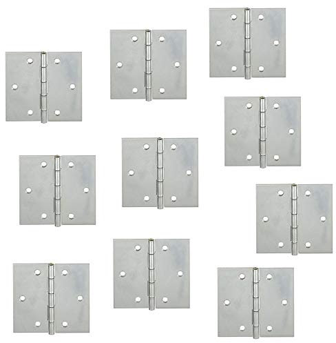 Gedotec Möbelscharnier Metall Tür-Scharnier mit vernietetem Messingstift | 50 x 50 mm | Kistenscharnier Stahl verzinkt | Scharnier-Band zum Schrauben | 10 Stück - Möbel-Band gerollt nach DIN 7954 A