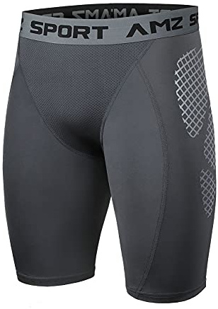 AMZSPORT Pantalones Cortos de compresión para Hombre, Transpirables, para Correr, Fitness, Ropa Interior Funcional, Gris-114005, M