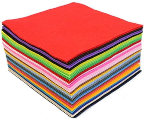 Bright Ideas Tamaño: 22 cm x 22 cm, 50 unidades, 25 colores surtidos. Hojas cuadradas de fieltro de poliéster suave y grueso de 1,4 mm para telas textiles, costura artesanal, patchwork y manualidades