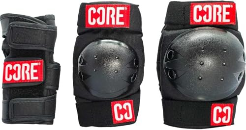 CORE Junior Triple Pad Set Knee Pads Elbow Pads Wrist Guards 6 in 1 Protective Gear Set for Kids Youth Adult for Skateboarding Scooter Cycling BMX Skating Skate - S (9-15 Years)