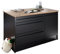JAZZ Moderne Kücheninsel mit Arbeitsplatte freistehend in Schwarz matt, Lanzelot Eiche Optik - Geräumiger Küchenschrank - 145 x 90 x 90 cm (B/H/T)