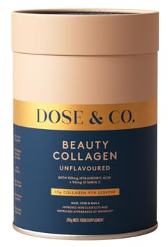 Dose & Co Beauty Collagen Powder – Unflavoured, 255g | VERISOL® Hydrolysed Collagen with Hyaluronic Acid & Vitamin C with 16g Protein per Serving | Supports Skin, Hair & Nails, Firmness & Hydration