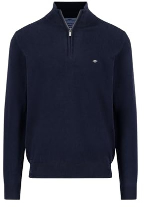 FYNCH-HATTON Pull Troyer en Pur Coton, Bleu Marine, L