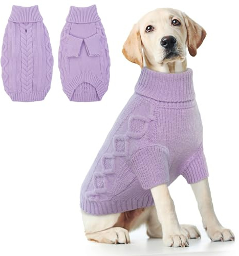 Hjumarayan Maglione per Cani Taglia Grande - Maglioncino Semplice & Elegante in Pile, Maglia Termica con Foro per Guinzaglio (Viola XL)