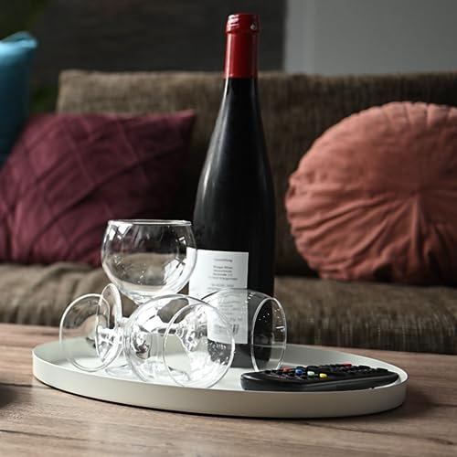 CeleBig® Deko Tablett Rund ø30cm | Dekoteller und Dekotablett aus Metall Weiß | Serviertablett Weiß | Tischdeko | Adventskranzhalter | Halter für Kerzen | Zeitloses Design | Geschenkidee