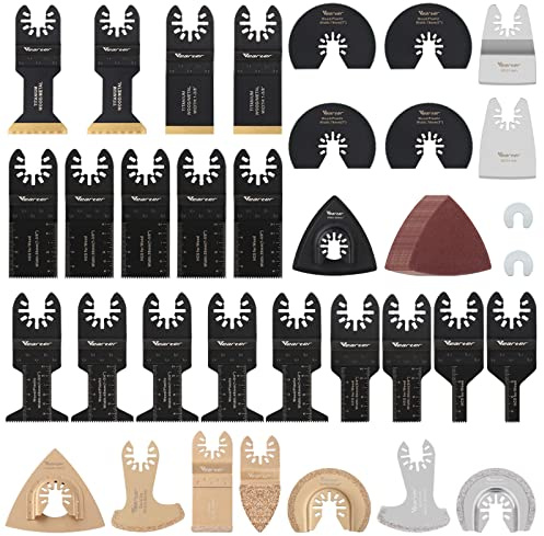 Vearter 50 Tlg Multitool Werkzeug Sägeblätter, Oszillationswerkzeug mit Schleifpapier, Multifunktionswerkzeug Zubehör für Holz, Metall, Nagel, Stein, Fliesen, Mörtel, Klebstoff, Farbe