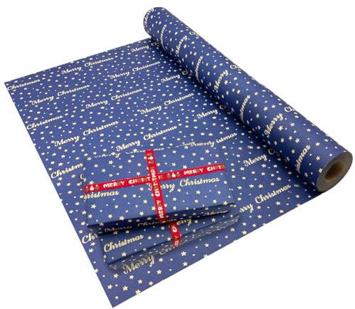 43 cm x 15 m Weihnachts-Geschenkpapierrolle, Stern Geschenkpapier,Perfekt für Weihnachten Neujahr Festival Party Dekorationen (43 cm x 15 m)
