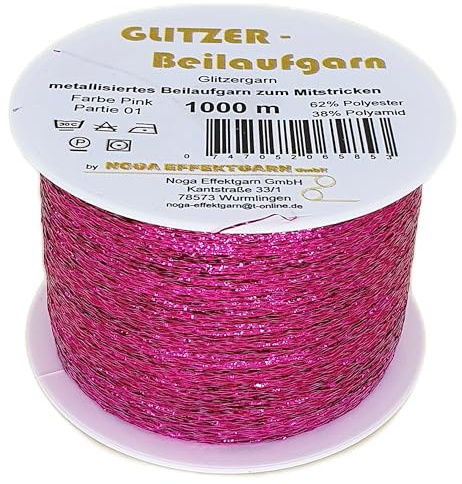 Glitzer Beilaufgarn auf 1000 Meter Spulen in verschiedenen Farben (Pink)
