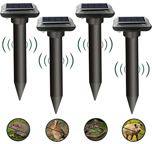 COODAY Repellente Ultrasuoni per Topi, Repellente ultrasuoni per Talpe, 4 Pezzi Dissuasori per Talpe, Ip65 Impermeabile, Dissuasori per Topi, Anti da Giardino Ultrasuoni
