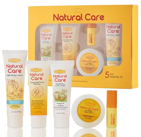 Hautpflege Sets & Kits - 5PCS pflegeset damen mit Fußcreme-Lotion-Reinigungsmittel-Lippenbalsam-Handcreme - Gesichtspflege Set Damen Hautpflege Frauen - Feuchtigkeit glatte Haut Trockenheit reduzieren