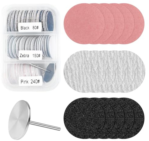 heemeei 72Pcs Sanding Paper Discs and 25mm Metal Nail Drill Bit Replacement Sandpaper Disk, Foot File for Dead Skin Foot Callus Remover for Manicure Pedicure Supplies Tools(80#150#240# Grits)