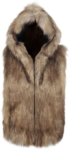 Men's Faux Fur Gilet Hooded Gilet Winter Fleece Body Warmer Thermal Vest Artificial Fur Coat Windproof Outwear Outdoor Sleeveless Warm Jacket Zip Up Outerwear