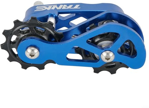 Tensor de una sola velocidad para bicicleta, tensor de cadena de polea flotante, rendimiento suave para cadena de bicicleta, guía de cadena de 8 velocidades hasta 12 velocidades (azul)