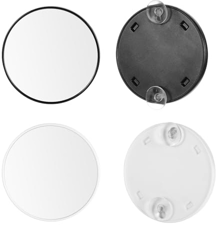 Dimeho Glass Magnifying Mirror with 3 Suction Cups 15X Magnification Mirrors 2 Pcs Compact Magnified Mirror Lightweight Magnifier Travel Set Applying Tweezing, Lackhead/Blemish Removal(White/Black)