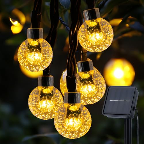 Catena Luminosa Esterno Solare 8M 30LED, IP65 Impermeabile luci da Esterno Giardino Solari, 8 Modalità & Funzione Memoria Luci Solari da Giardino per Terrazzo, Gazebo, Festa, Balcone (Bianco Caldo)