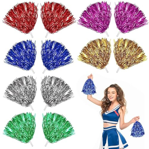 ZcrPrn 12 Pcs Pom Poms Cheerleading, Pom Poms, Cheer Pom Poms for Children Adults, Cheerleader Costume Accessory for Sports Meeting, Sports Competition, Party and Holiday Celebration