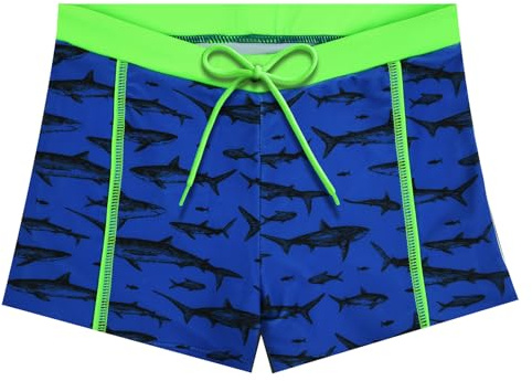 AYESY Bañador Niño Ropa de Baño Quick Dry con Forro Compresión Calzoncillos Tipo Bóxer Pantalones Cortos de Baño Bañador Natacion Niño con Cordón y Forro Antirozaduras de 11 a 12 años-Tiburón