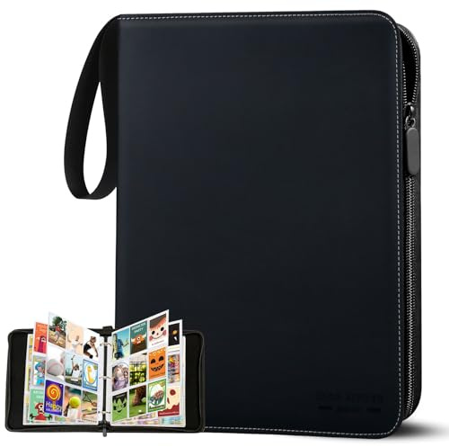 Trading Card Binder 9 Pocket,40 Pages Removable Sleeves Holds Up to 720 Card Folder,Card Album with Zippe for Collectible Games,Sports,TCG,MTG(Black)