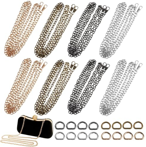 Zykra Cadenas para Bolsos, 8 Piezas, 120 cm, Bronce/Gunmetal/Oro/Plata